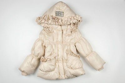 Monnalisa Girls Piumino C/ Rose Jacket In Ecru