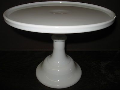 White Milk Glass cake serving stand / plate platter pedistal raised