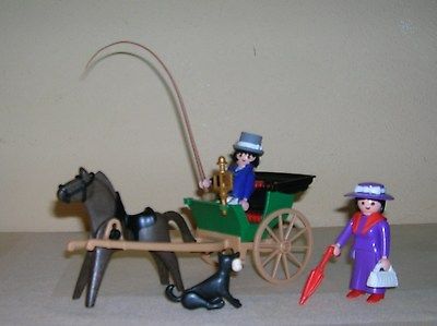 Playmobil Vintage Western, Victorian DOCTORs & WIFEs BUGGY and DOG