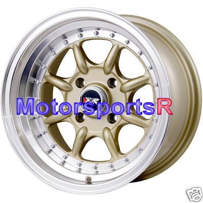 16 16x8 XXR 002 Gold Wheels Rims Deep Dish Step Lip 4x114.3 Offset ET