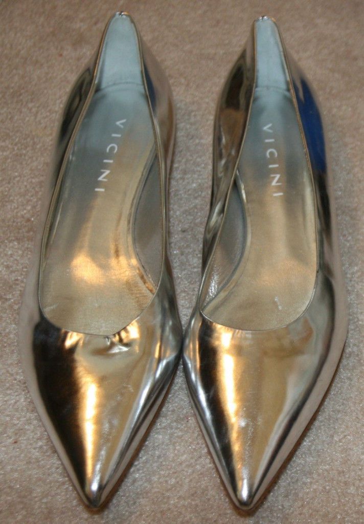 VICINI METALLIC SILVER POINTY FLATS SIZE EUR 40 S9.5