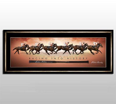 BLACK CAVIAR HAND SIGNED FRAMED LIMITED EDITION WHIP & PRINT ASCOT