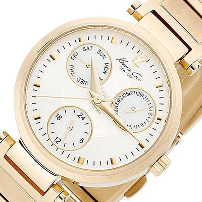 KENNETH COLE New York Round Analog Watch Gold Tone Steel Bracelet