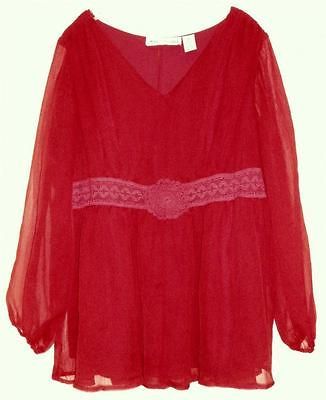 DENIM 24/7 DIAPHANOUS RED BLOUSE Size 22W