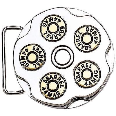 Heavy Duty Polished Stainless Steel 44 Magnum Revolver Design Belt