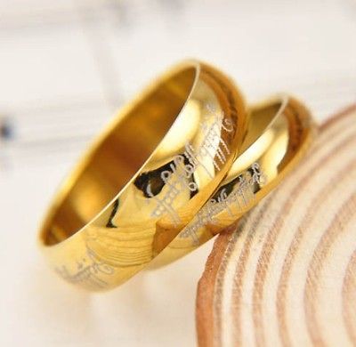 Size 5 11 LOTR Mens Womens Gold Titanium Band Ring Gift For Love Width