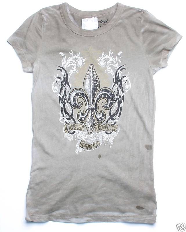 Bejeweled by Susan Fixel Gold Fleur de lis Tee (L)