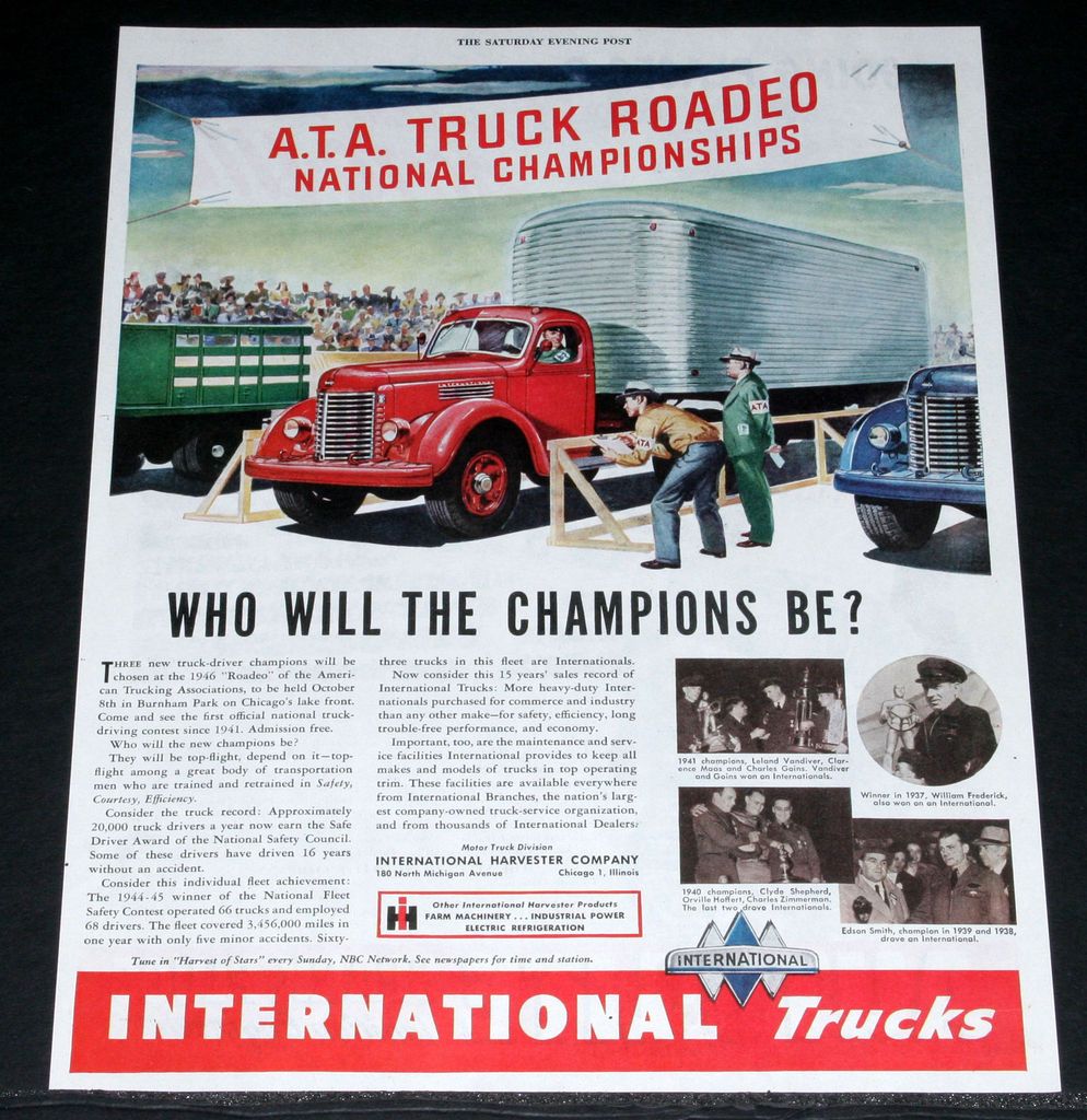 1946 OLD MAGAZINE PRINT AD, INTERNATIONAL TRUCKS, A.T.A. TRUCK RODEO