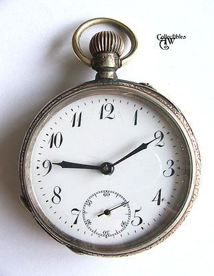 French Silver Remontoir Pocket Watch, Elaborate Decoration, ca.1850