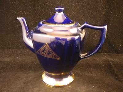 PEARL CHINA TELEPHONE PIONEERS Cobalt Blue &Gold TEAPOT