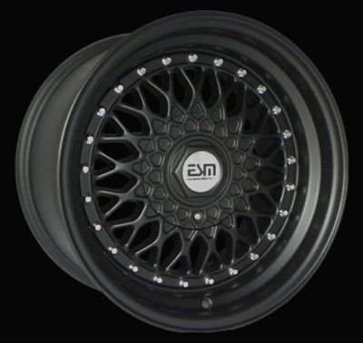 MATTE BLACK 16x8 16x9 16 RS Style Wheels 4x100 ESM 002R BMW E30 (N0N