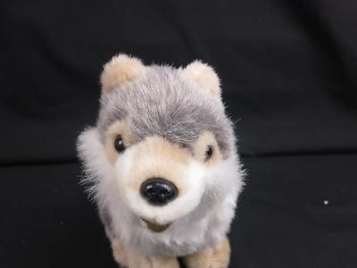 LIFELIKE HUSKY WOLF DOG GRAY TAN WHITE PUPPY PLUSH STUFFED ANIMAL 8