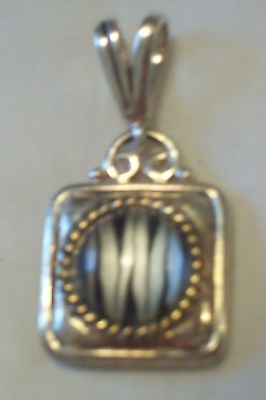 Tiger Eye & Rope Design 2 Large Slide Pendant w/ Ornate Clasp &16