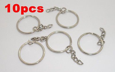 10pcs Alloy Keyring Key Split Ring With Short Chain Keychain GIFT NEW