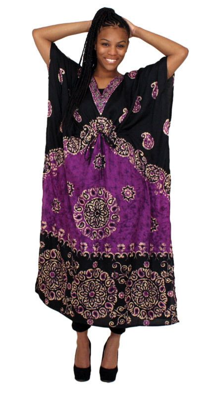 AFRICAN STYLE SEQUINED PURPLE KAFTAN ETHNIC TUNIC DRESS L XL 1X 2X 3X