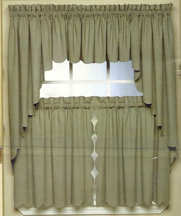 SCALLOP EDGE VALANCE, TIERS OR SWAG VARIOUS COLORS