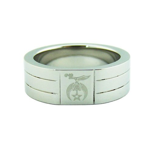 Shrine Stainless Steel Ring with Ridges, Size 10.5, Style R6 2