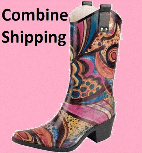 Sexy @ Women Mid Rubber Cowboy Rain Boot Shoe 10 ALL Sz