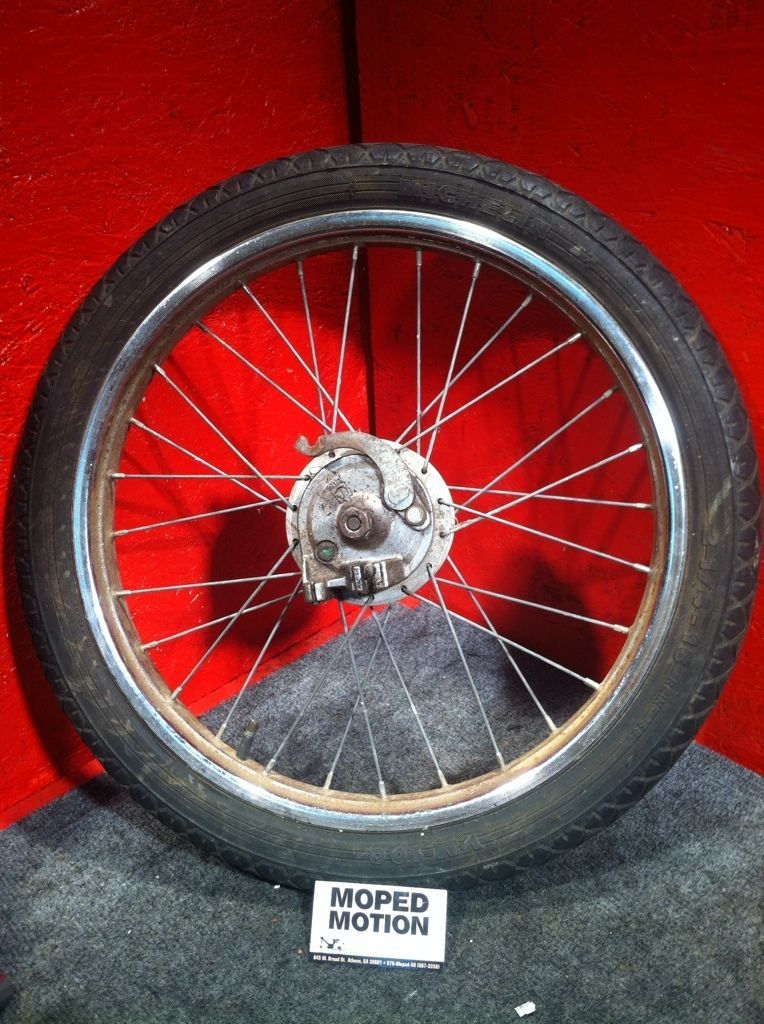 Front 1.5 16 Wheel w Mounted Tire Brake Hub 2.25 16 @ Moped Motion