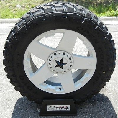 22 WHITE XD ROCKSTAR WHEELS RIMS 33 TOYO OPEN COUNTRY MT CHEVY