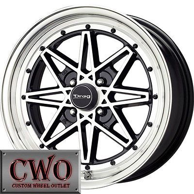 15 Black Drag DR 20 Wheels Rims 4x100 4 Lug Civic Mini Miata Cobalt XB