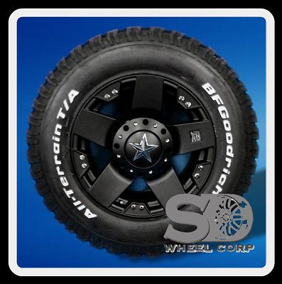 ROCKSTAR BLACK WITH LT 275/70/18 BFG ALL TERRAIN T/A TIRES WHEELS RIMS