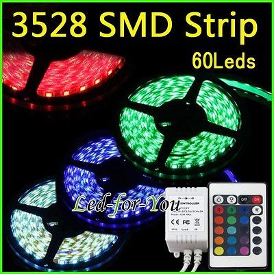 HOT sale 5M 3528 300LEDs RGB SMD Flexible Strip Light Car Motorcycle