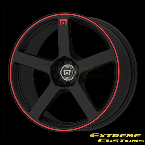 Motegi MR116 Black w Red Stripe 4 5 Lugs Wheels Rims Free Lugs