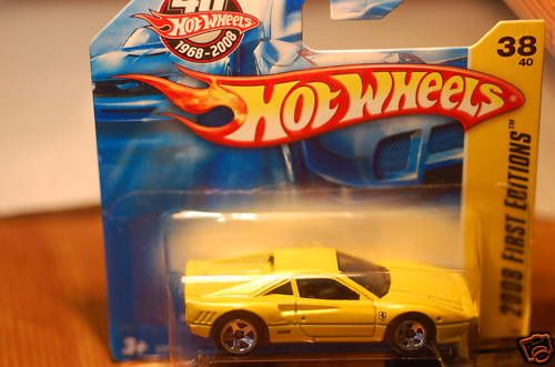 2008 Hot Wheels Ferrari GTO Yellow Short Card