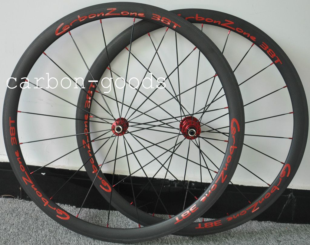 700c 3K Matt Finish Logo 38mm Road Bike Tubular Wheels Wheelset