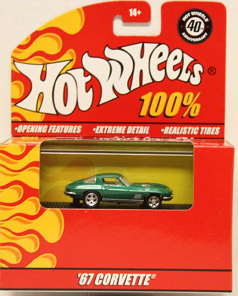 Hot Wheels 40th Anniversary 67 Corvette Green 1 64