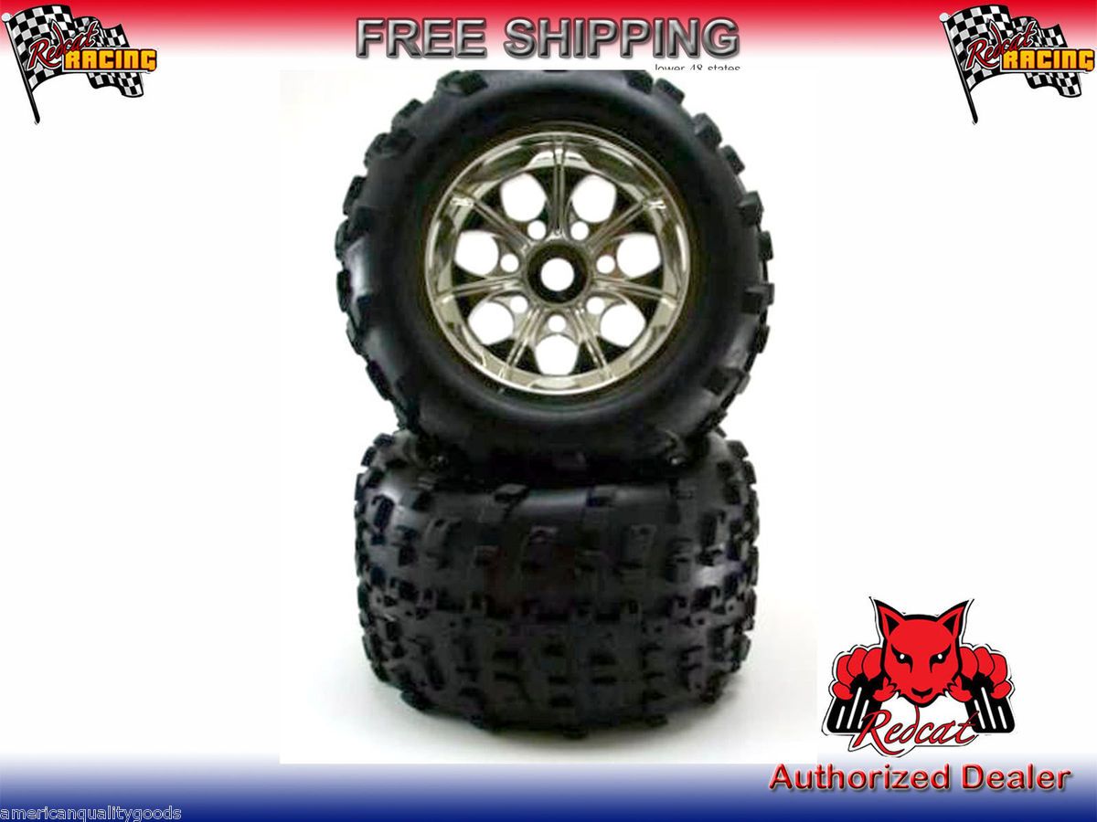 Redcat Racing 17mm Hex Chrome Wheels and Tires Fits Landslide