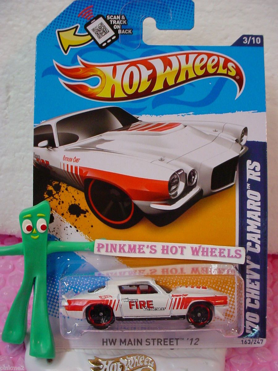 2012 New 70 CHEVY CAMARO RS 163 Scan White KOKOMO Fire Dept Hot Wheels