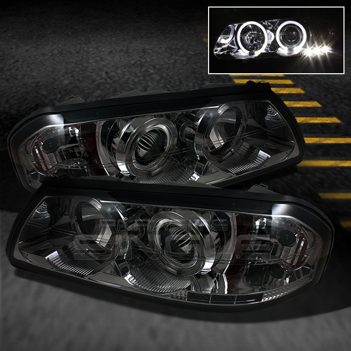 Smoked 00 05 Chevy Impala Dual Halo Projector LED Head Lights Lamps