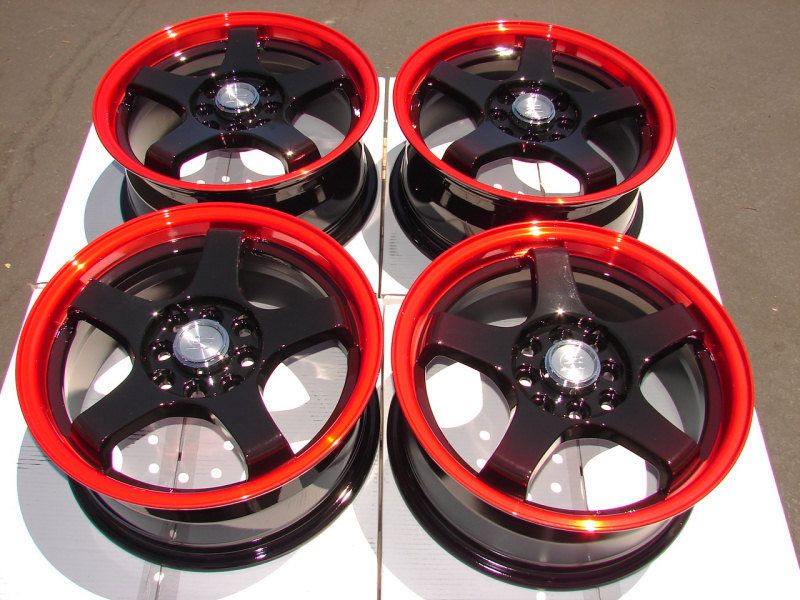 4x114 3 Red Effect Wheels Lancer Accord Jetta Scion XA XB Golf CL Rims